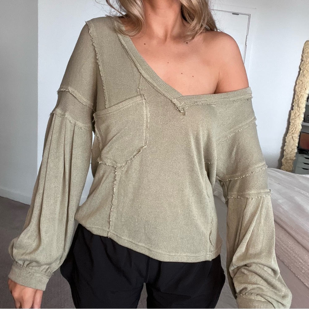 Vici Olive Asymmetrical Sweatshirt